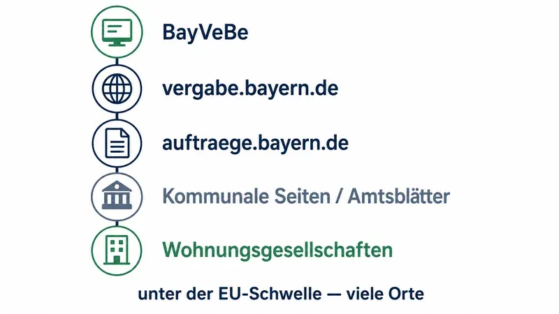 Quellenkanäle für Unterschwellen-Ausschreibungen in Bayern