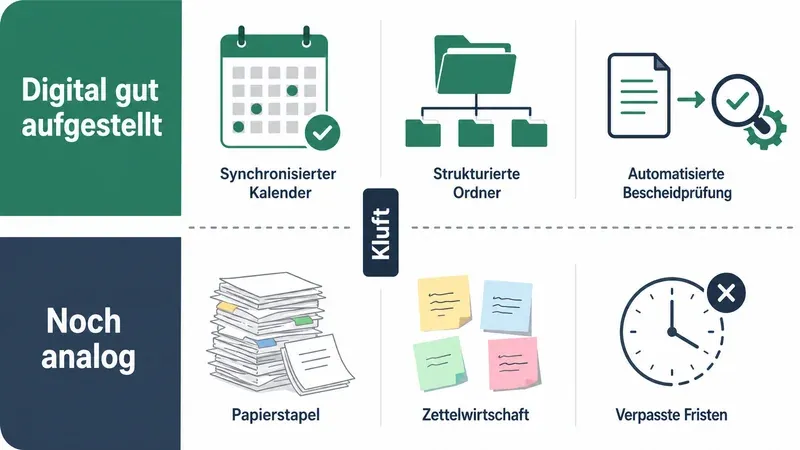 Schema zur digitalen Kluft zwischen gut aufgestellten und noch analogen Betrieben