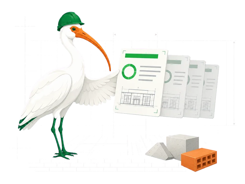 Ibis-Illustration: priorisierte Treffer mit Match-Score und Begründung statt langer Liste